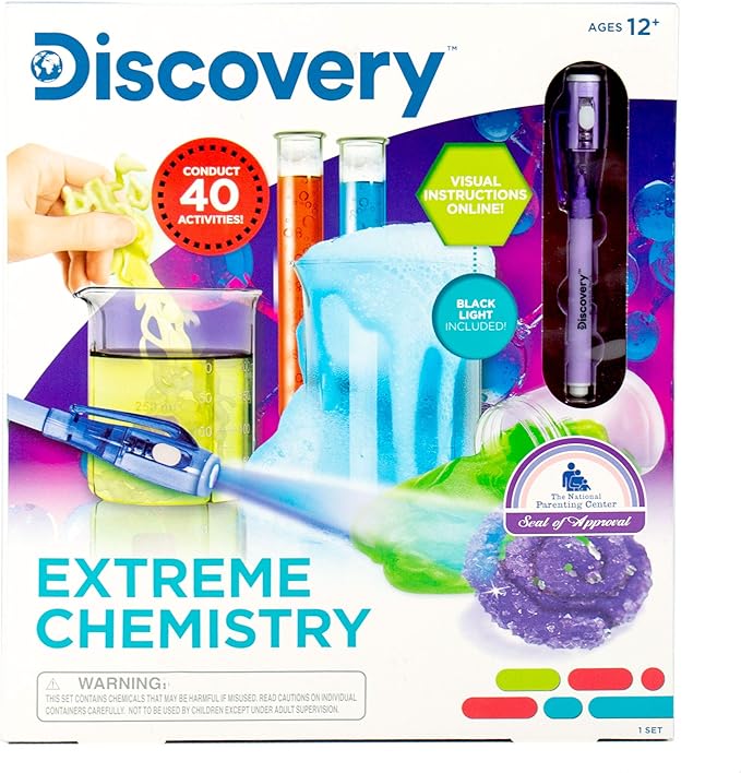 Discovery Extreme Chemistry STEM Science Kit, At-Home STEM Kits For Kids, Chemistry Experiments, Chemistry Activities for Birthday Parties, Sleepovers, Science Set For Kids Ages 8, 9, 10