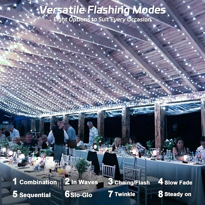 Solar Fairy Lights Outdoor Waterproof,16.4ft 50LED Solar String Lights for Outside 8 Modes 2 Packs for Patio Backyard Garden Wedding Deorations Cool White