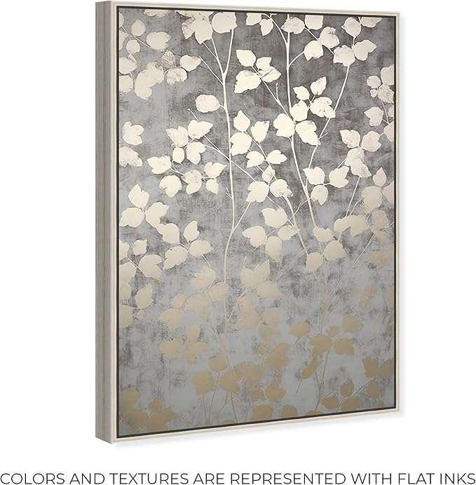 Art Remedy Silvery Gray Garden Canvas Elegant Floral Wall Art, Silver Frame, 10" x 15"