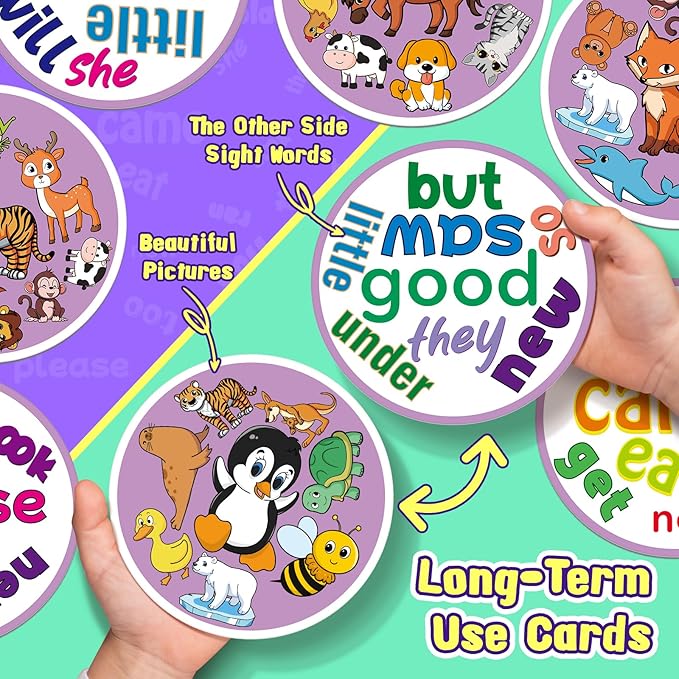 Memory Card Game, Kids Sight Word Piles Card Games, Animal Table Match Game for Toddlers, Indoor Recess Family Games, Preschool Classroom Reading Games, Homeschool Supplies
