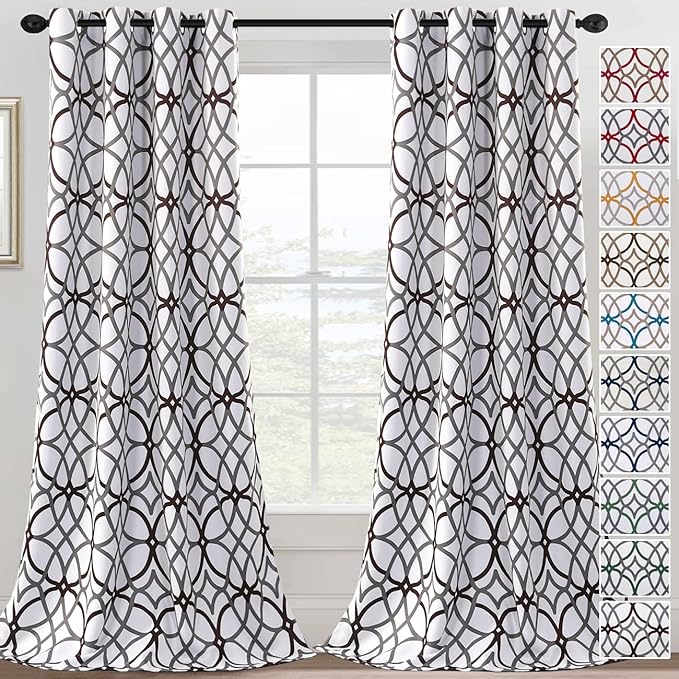 H.VERSAILTEX Blackout Curtains 108 inch Length 2 Panels Set Thermal Curtains & Drapes Window Treatment Noise Reducing Geometric Modern Grommet Living Room Curtains for Bedroom - Brown and Gray