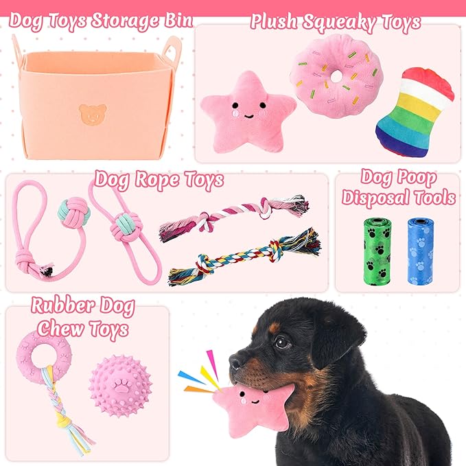 12 Pack Puppy Toys for Teething, Small & Medium Dogs – Chew Toys, Rope Toys & Interactive Dog Toys Set with Storage Box for Training, Play & Boredom Relief