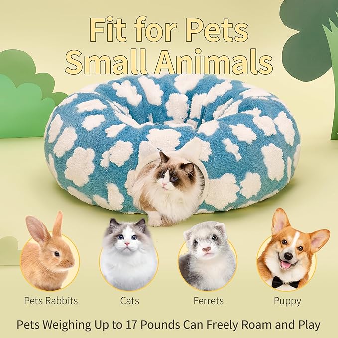 Pesen Cat Tunnel Bed with Soft Cushion, Cat Toys for Indoor Cats Enhance Bonding Between Pets and Owners, Encourage Exploration, and Satisfy Natural Instincts for Kittens, Dogs, and Rabbits