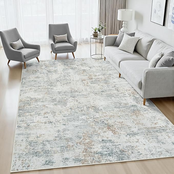 5x7 Area Rugs Living Room Rug Modern Abstract Neutral Washable Rugs Non Slip Soft Carpet Large Area Rug Low Pile Stain Resistant Non Shedding for Bedroom Nursery Dining Room Home Office Gray Brown