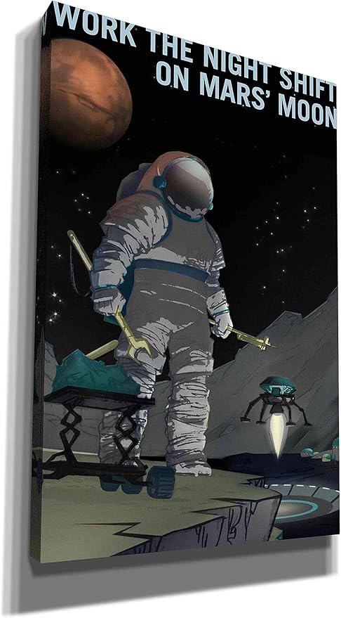 Epic Graffiti 'Mars Explorer Series: Work The Night Shift Space Canvas Wall Art, 40" x 60"