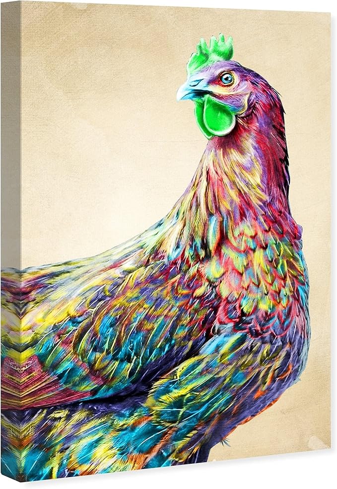 The Oliver Gal Artist Co. Fun Colorful Glam Rooster Canvas Art, 16" x 16"