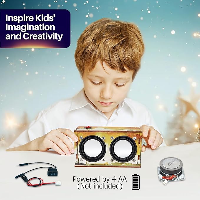 Gifts for Teen Girls Boys - Science Kits for Kids Age 8-10-12-14 - Crafts for Girls 8-12| STEM Toys Build Bluetooth Speaker Kit| DIY Electronic Projects 9 11 13 15 16+ Year Old (Printed Wooden)
