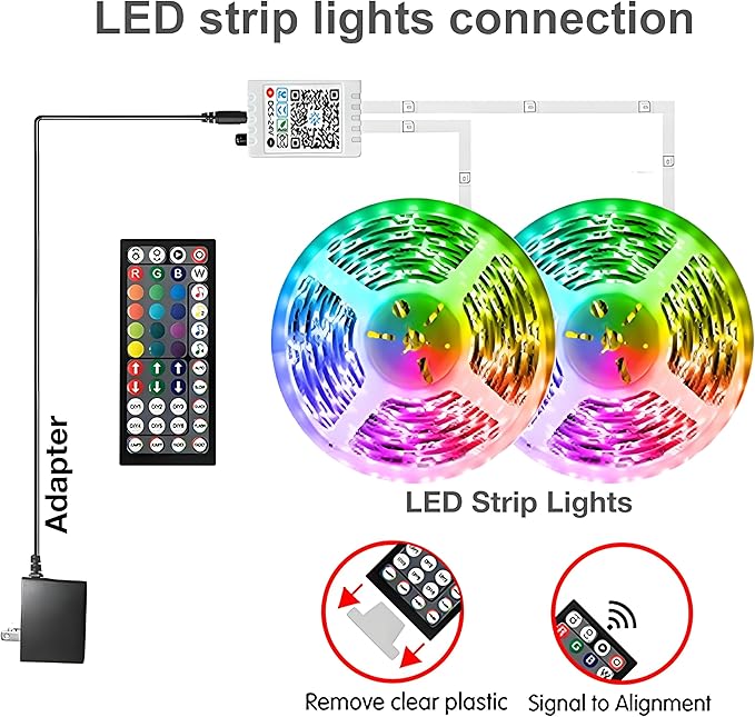 Tenmiro Led Lights for Bedroom 100ft (2 Rolls of 50ft) Music Sync Color Changing Strip Lights with Remote and App Control RGB Strip, for Room Home Party Decoration