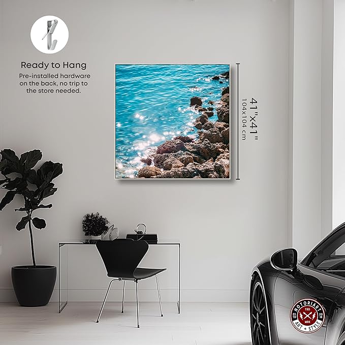 Italian Summer Landscape Photography Canvas Wall Art by Notoriart, Silver Floater Frame, 40"x40"