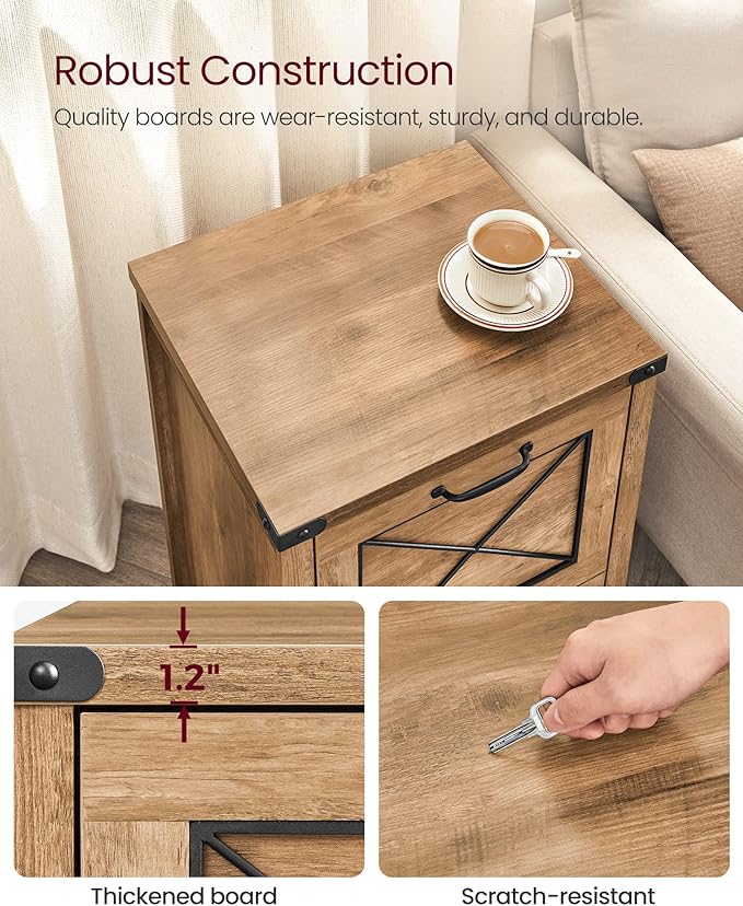 VASAGLE File Cabinet, Filing Cabinet with 2 File Drawers, Printer Stand, Fit A4, Letter Size, Hanging File Folders, Modern Farmhouse Style, for Home Office, Honey Brown UOFC048T41