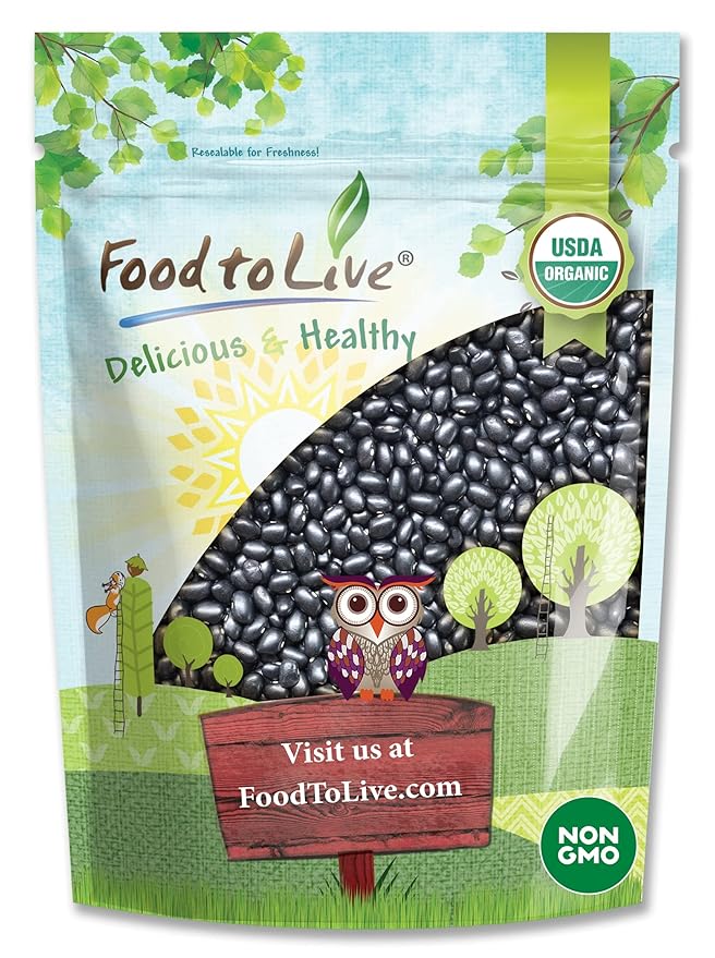 Food to Live Organic Black Beans, 2 Pounds ??Non-GMO, Whole Dried Beans, Sproutable, Vegan, Kosher, Bulk. Great Source of Plant Based Protein, Fiber. Great for Soup, Salads, Chili.