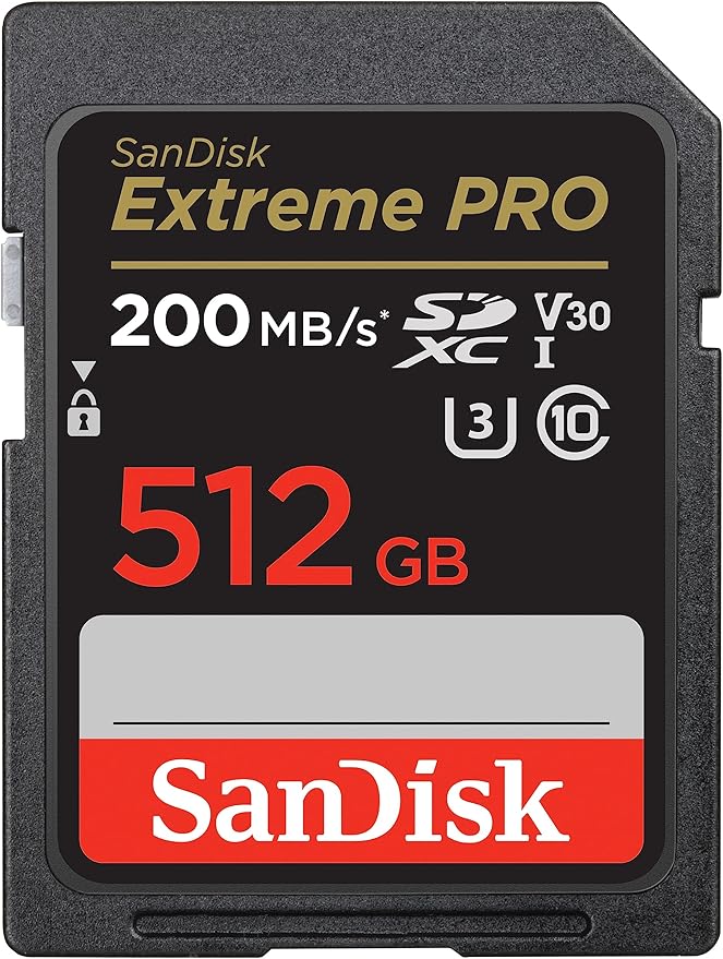 SanDisk 512GB Extreme PRO SDXC UHS-I Memory Card - C10, U3, V30, 4K UHD, SD Card - SDSDXXD-512G-GN4IN, Dark gray/Black