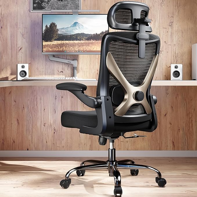 Ergonomic Office Chair-Mesh Computer Desk Chair Comfy, High-Back Gaming Chairs with 3D Headrest & Lumbar Support, Executive Task Chair for Adults, Comfortable for Long Hours