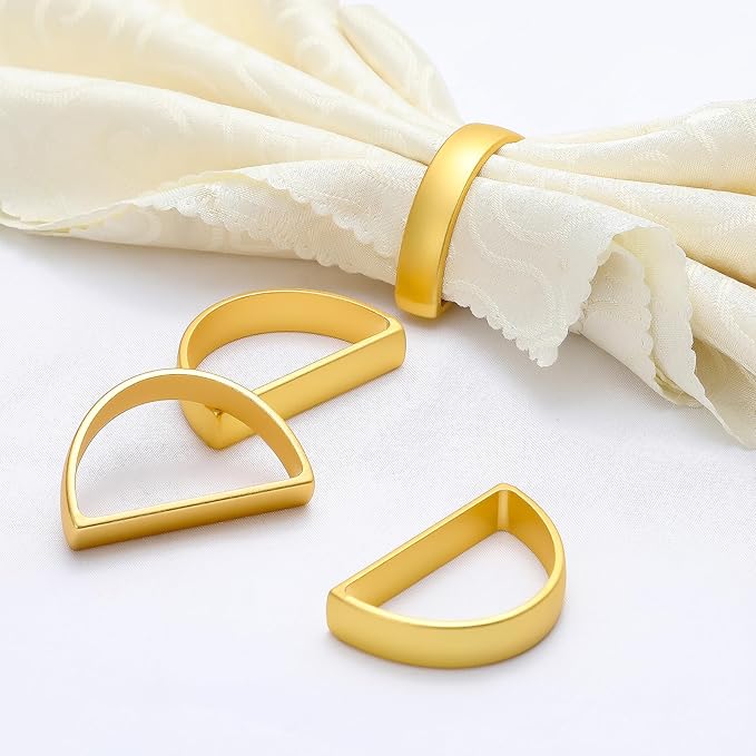 KPOSIYA Napkin Rings Set of 20, Metal Gold Napkin Rings Bulk for Table Settings, D-Shape Napkin Holders Rings for Dinner Table Decor, Easter, Fall,Thanksgiving, Christmas, Party,（Matte Gold，20pcs）