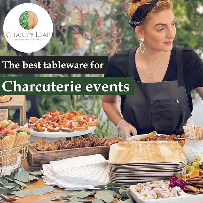 Charity Leaf Disposable Palm Leaf 12" Heart Plates (100 pieces) Bamboo Like Serving Platters, Disposable Boards, Eco-Friendly Dinnerware For Valentines, Weddings, Catering, Events