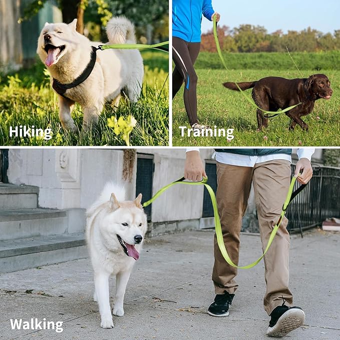 Heavy Duty Dog Leash, Leashes for Large Breed Dogs, Double Handle Dog Leash, Reflective Training Lead, Perfect for Medium to Large Dogs(6FTlight Green)