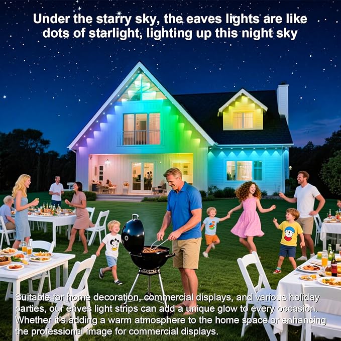 Permanent Outdoor Lights,150FT RGB Eave Light,IP67 Waterproof Lighting for House,Smart LED with App/Remote Control for Outdoor Decor,Garden Decor,Party,Holiday