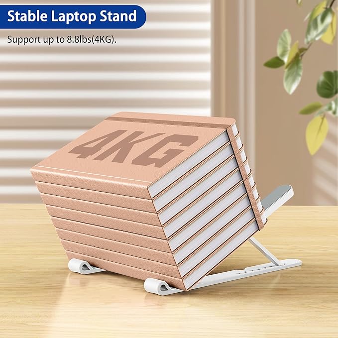 BESIGN LS01 Pro Ergonomic Laptop Stand, Plastic Laptop Riser, Portable and Adjustable Notebook Computer Holder Compatible with 10-14" Laptops (White)
