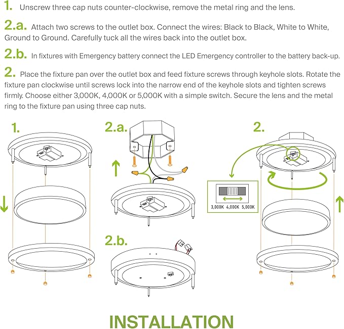 ASD LED 18" Round Flush Mount Lighting, Close to Ceiling Light Fixture | 3CCT, Dimmable, Energy Star, ETL Listed | 28W 2230LM 3000-5000K 120V | Low Profile Double Ring Lamp | Dark Bronze, 2 Pack