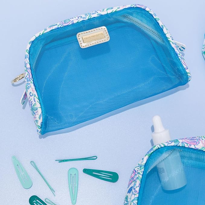 Lilly Pulitzer Clear Zipper Pouch, Cute Pencil Case for Adults, Travel Toiletry Bag, Small Pouch Bag for Supplies, Makeup or Toiletries, Just a Pinch