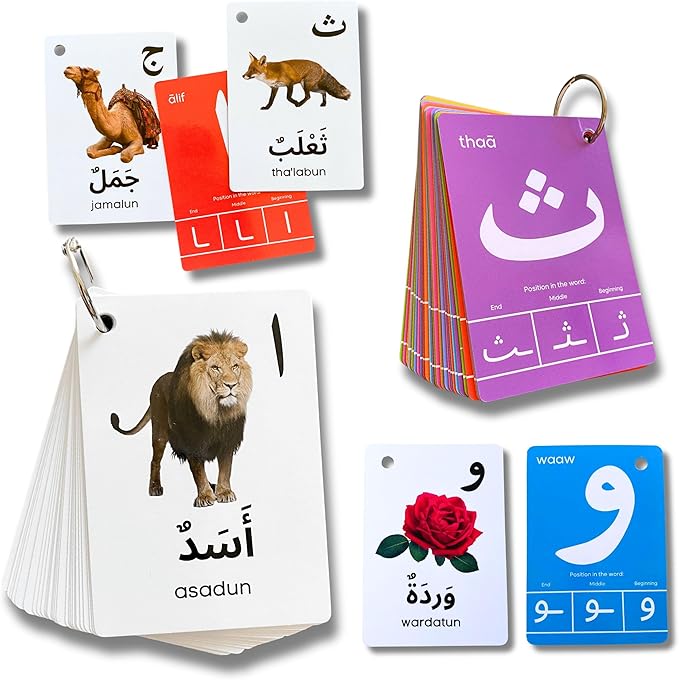 Arabic Alphabet Flash Cards for Kids Toddler and Adults, Arabic First Words, Letter Recognition, Homeschool Learning, Arabic Teacher