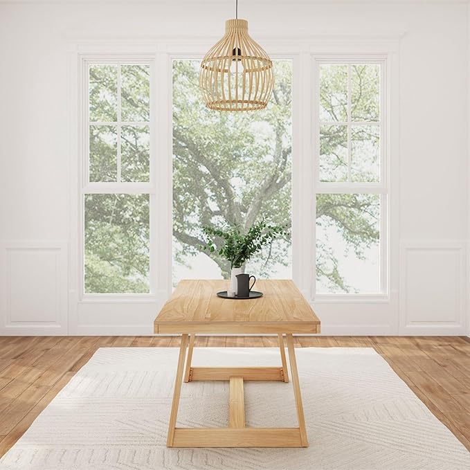 Plank+Beam72 Inch Farmhouse Dining Table,Solid Wood Rustic Kitchen Table,Large Wooden Rectangular DinnerTable for Dining Room,Home Office,Living Room Furniture,Easy Assembly,Blonde Wirebrush,6 Seating