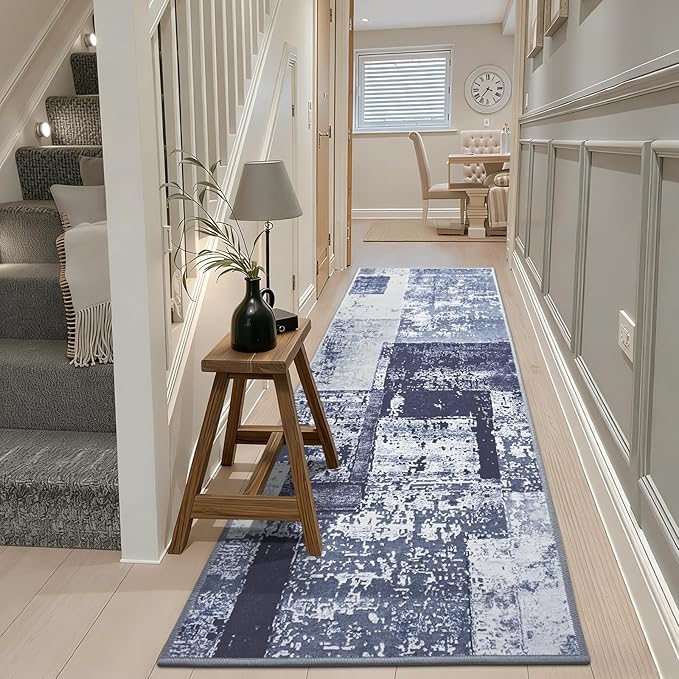 LOCHAS Washable Runner Rugs for Hallway, 2x6 Non Sip Soft Rug for Bedroom Entryway Kitchen Laundry Room, Long Abstract Carpet for Indoor Floor Bedside, Geometric Vintage Home Decor, Pet & kid Friendly