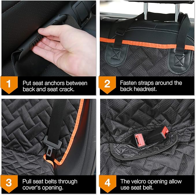 iBuddy Bench Dog Seat Cover, Oxford Cloth Vehicle Seat Cover for Car/SUV/Small Truck, Universal Fit, Black, Waterproof, Heavy Duty, Nonslip, Machine Washable
