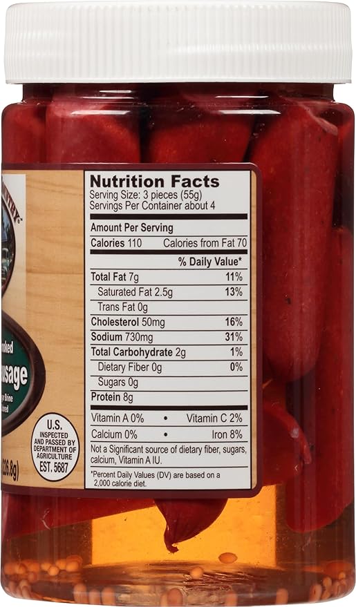 Backroad Country Pickled Smoked Polish Sausage, 8 Ounce Jar