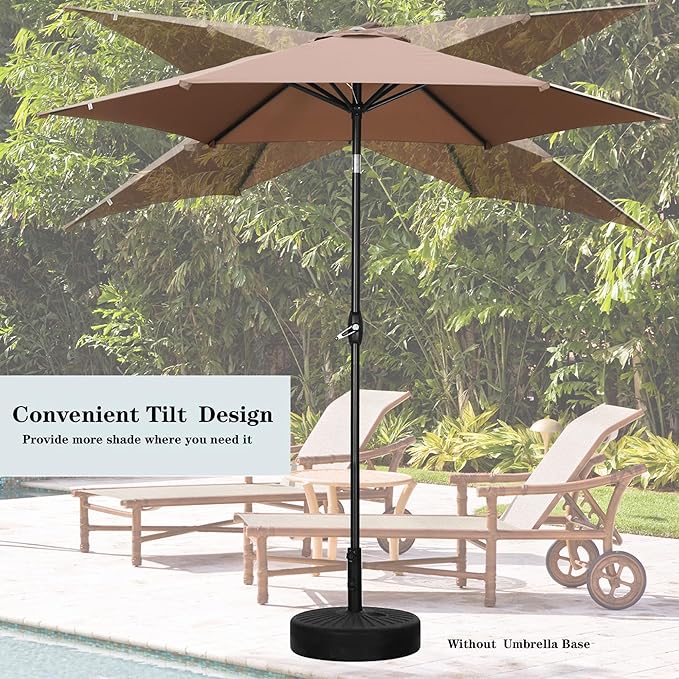 HYD-Parts 9FT Patio Umbrella Outdoor Table Umbrella,Market Umbrella with Push Button Tilt and Crank for Garden, Lawn, Deck, Backyard & Pool, No Base (Coffee)