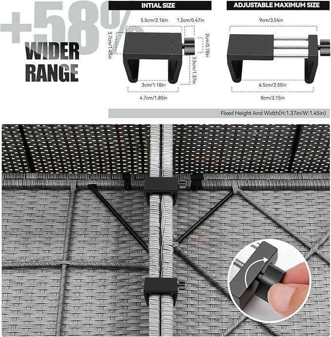 Universal Heavy-Duty Outdoor Furniture Clips for Wicker Patio Furniture, Anti-Separation Locking System for Sectional Couch,Secures up to 2.5" Square & Round Tubes(8pcs)