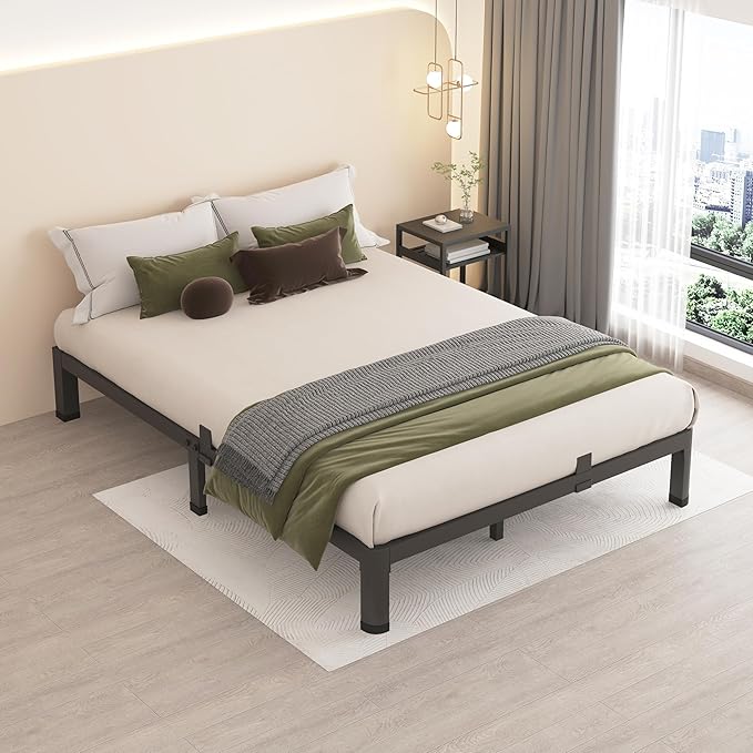 MAF 10 Inch Full Size Metal Platform Bed Frame with Round Corner Legs, 3000 LBS Heavy Duty Steel Slats Support, Noise Free, No Box Spring Needed, Easy Assembly