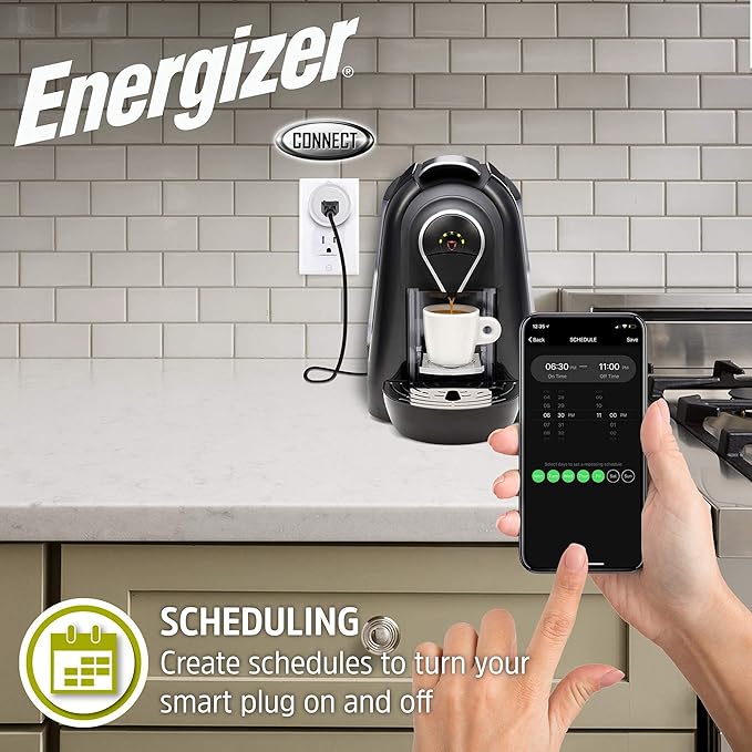 Energizer Connect Smart WiFi Plug 2 Pack, Mobile Connect App Enabled, Voice Controlled, Alexa, Echo, Siri, Hey Google Enabled, No Hub Required, Mini Outlet 15-Watt, 2.4GHz, ETL & FCC Certified