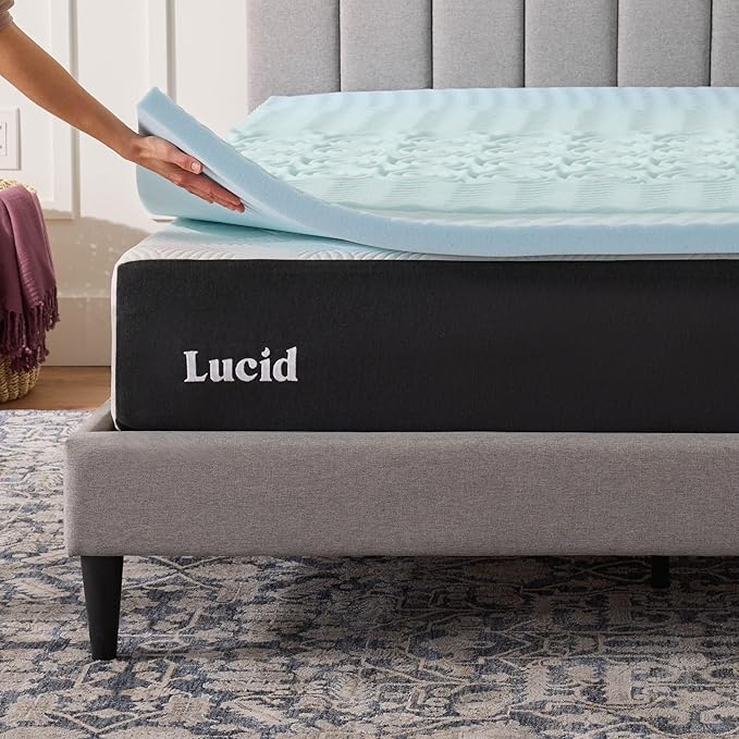 LUCID Gel Infused Memory Foam Mattress Topper – 2 Inch Mattress Topper – 5 Comfort Zones Relieve Pressure – CertiPUR-US Certified Foam - Full