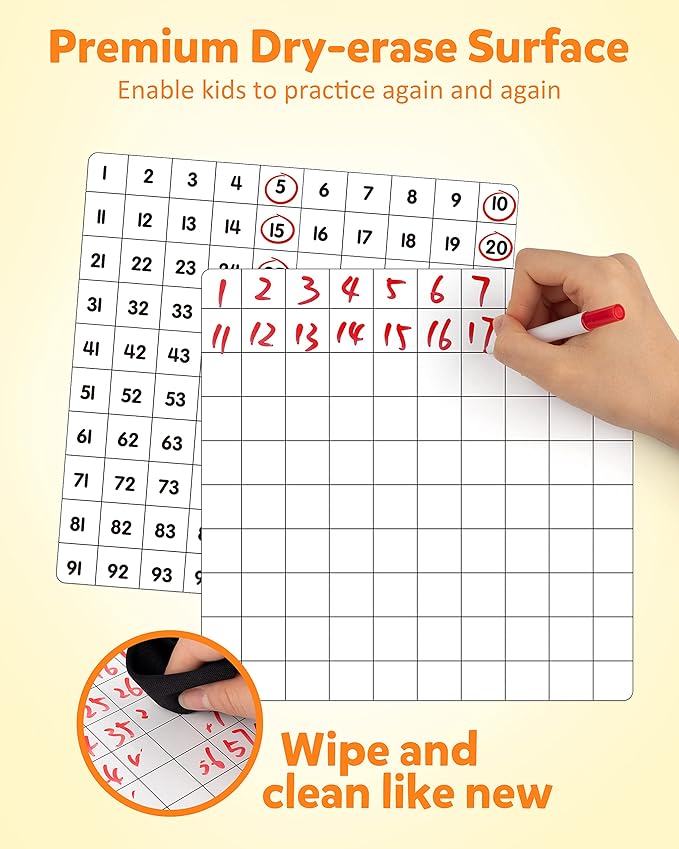 Coogam Wooden Math Hundred Board 1-100 Numbers Learning Educational Toys Colorful Montessori Counting Board Game for Preschool 3 4 5 Year Old Boys Girls