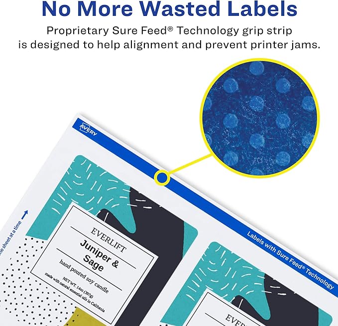 Avery Glossy White Rectangle Labels, Sure Feed Technology, 4.75" x 3.75", 200 Glossy White Labels, Print-to-The-Edge, Permanent Adhesive, Laser/Inkjet Printable