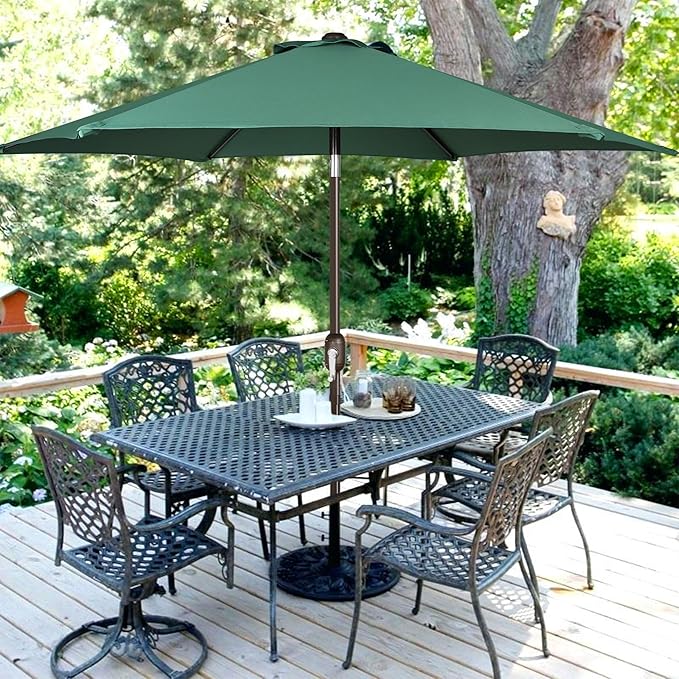 Blissun 7.5 ft Patio Umbrella, Yard Umbrella, Outdoor Market Umbrella with Push Button Tilt Crank, Seaglass