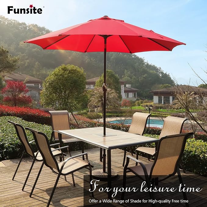 7.5Ft/9Ft Patio Umbrella, UV Protect Pool Umbrella with Heavy Duty Pole,Outdoor Umbrella with Push Botton Tilt & Crank