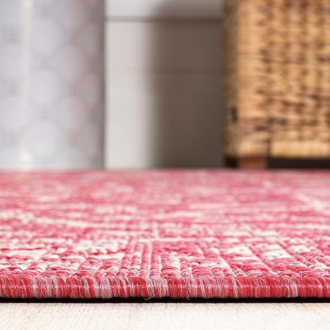 JONATHAN Y Boho Medallion Indoor Outdoor Area Rug 3X5 Fuchsia/Light Gray, Malta Textured Weave for Backyard, Patio, Porch, Easy-Cleaning, High Traffic, Pet-Friendly, Non-Shedding (SMB104E-3)