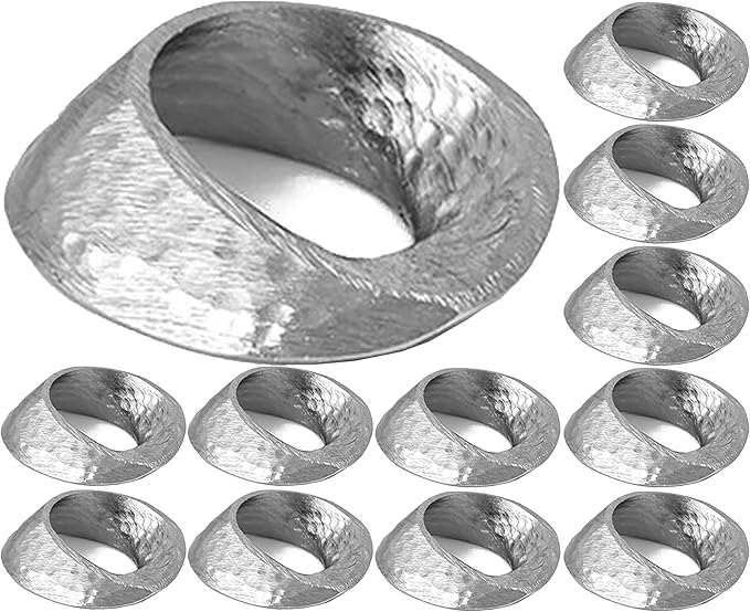 Mobius Metal Napkin Rings - 12-Pack Silver Art Deco Lightweight Metal Table Décor for Fall, Thanksgiving, Banquet, Christmas, Decor, Weddings, Dinner Parties & Everyday Use - ALPHA Living HOME