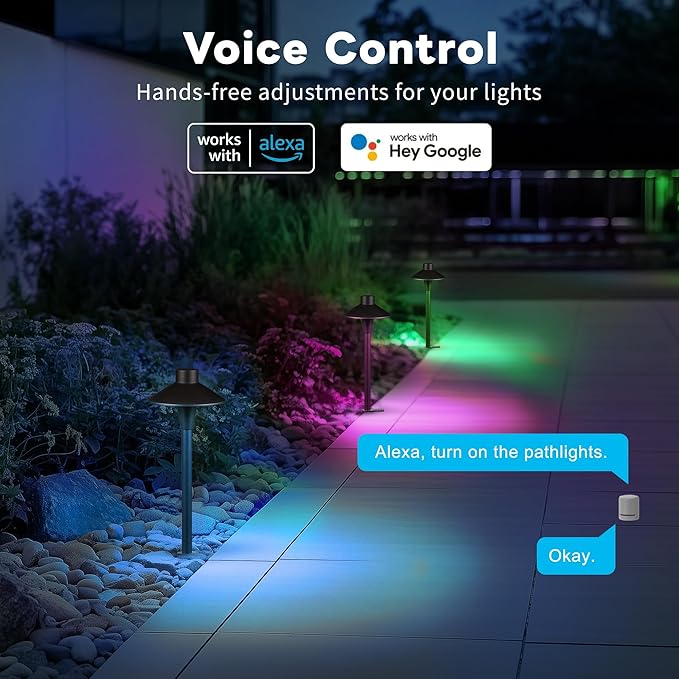 Chrisrmas Pathway Lights Smart, RGBCW Low Voltage Landscape Path Light 12V, Color Changing Walkway Lighting App Control, Outdoor LED Works with Alexa Aluminum ORB for Holiday Garden (4 Pack