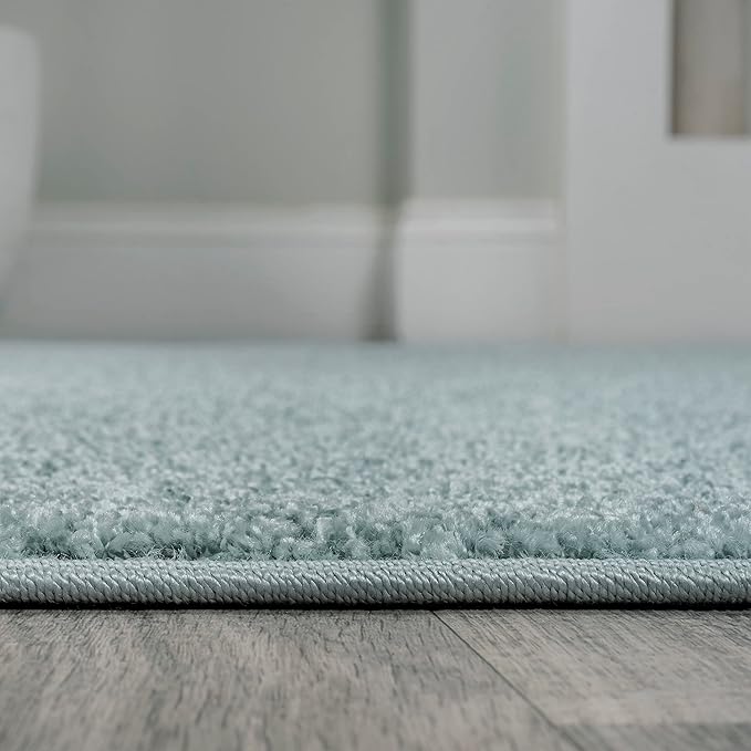 JONATHAN Y Haze Solid Low-Pile Aqua Blue Indoor Area Rug 5x8, Coastal,Bohemian,Minimalist,Classic, Easy-Cleaning for Living Room,Bedroom,Kitchen,Pet Friendly,Non-Shedding (SEU100S-5)