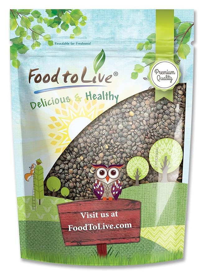 Food to Live French Green Lentils, 8 Ounces ??Whole Dry Beans, Raw, Sproutable, Vegan, Kosher, Bulk. Deep Peppery Flavor. Rich in Plant-Based Protein. Great Base for Soups, Chili, and Curries