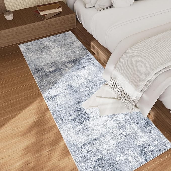 Machine Washable Kitchen Runner Rug: 2'6"x8' Hallway Runner Rug Stain Resistant Abstract Non Slip Floor Rug with Rubber Backing Non Shedding Soft Carpet Runners for Indoor Entryway Bedside Bedroom
