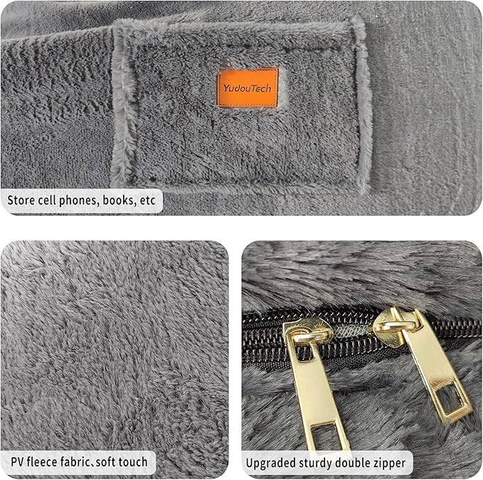 (No Filler Bean Bag Chair Cover Without Filler,Big Round Soft Fluffy PV Velvet Washable Bean Bag Lazy Sofa Bed Cover for Adults,Living Room Bedroom Furniture Outside,6ft Black