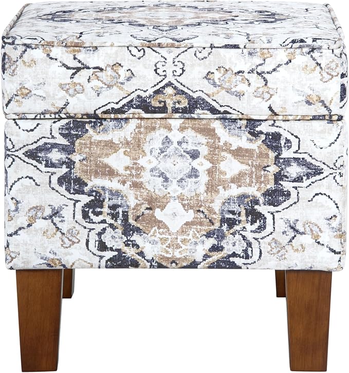 Home Decor | Dinah Collection Modern Storage Ottoman | Ottoman with Storage for Living Room & Bedroom(Antiqued Ebony Cream)