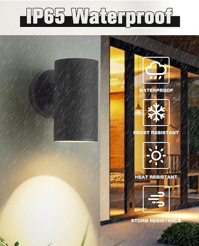 Ken & Ricky Outdoor Wall Light, Exterior Lighting Fixtures, Matte Black Outdoor Wall Sconce with Tempered Glass Cover for Porch Garage Patio Doorway Entryway -1 Pack