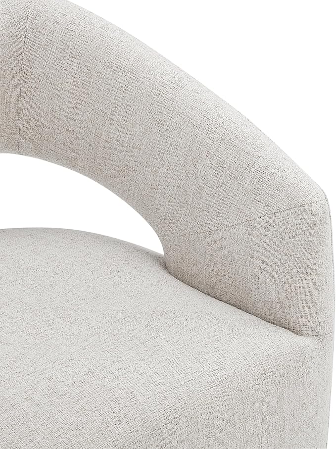 Upholstered Dining Chairs with Casters No Assembly Modern Barrel Armchair with Rollers for Diningroom Bedroom Livingroom Reading Room,Set of 2,White