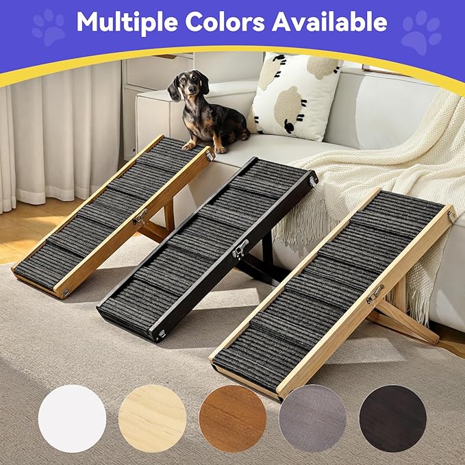 2026 Upgraded Dog Ramp for Couch, Foldable Small Dog Ramp for Sofa, 4 Adjustable Height from 13'' to 21", Portable Stable Pet Step with Non-Slip Pad, Pet Ramps Use for Couch Stairs, Black