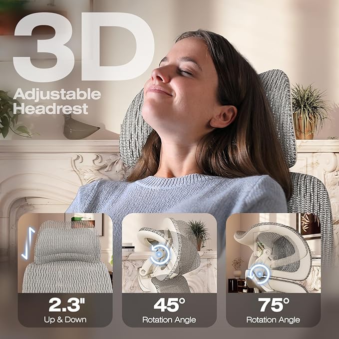 ELABEST X100 Ergonomic Office Chair with Footrest, Big and Tall Home Desk Chair with 5D Flip-Up Arms, Adjustable 3D Lumbar Support,High Back Rolling Computer Chair, Swivel Mesh Chairs (Frosted Dawn)